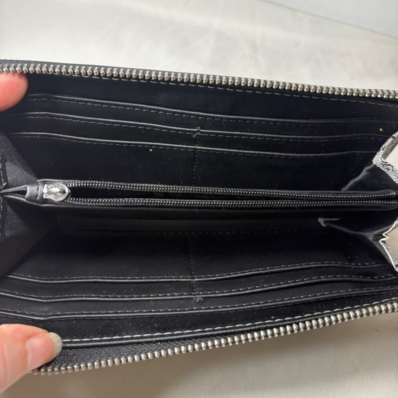 GUESS Logo Zip Around & Snap Front Wallet Clutch Bag Logo Black - Picture 4 of 13